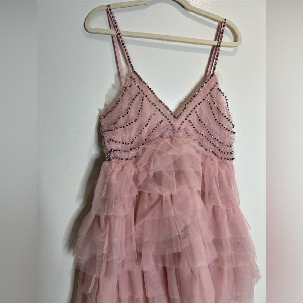 Free people LoveShackFancy Jude Crystal Embellished Tiered Tulle Babydoll Dress - Picture 5 of 8